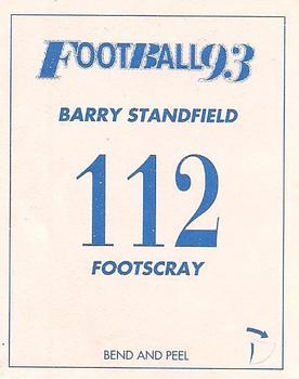 1993 Select AFL Stickers #112 Barry Standfield Back